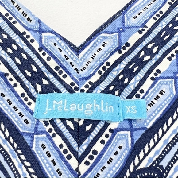 J.McLaughlin Casey Dress Size XS Paisley & Stripes Blue White Above the Knee EUC - Picture 3 of 8